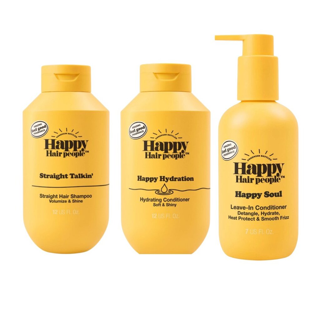 Happy Hair People 3pc Bundle: Shampoo + Conditioner + Leave-In NEW